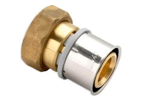 Anschlussverschraubung mit einer metallischen Oberfläche, hergestellt von Roth, zum Anschluss von Rohrleitungen, erkennbar an der Gewindeform und dem Verbindungselement.